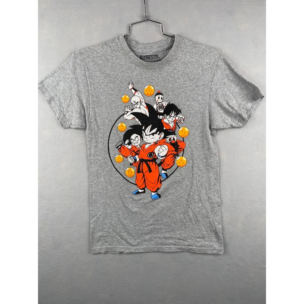 Dragon Ball Z Goku Gohan Krillin Graphic T-Shirt Gray Mens Small Anime Tee